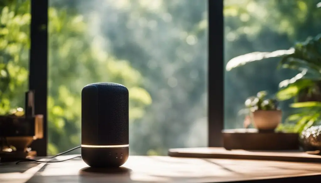 A phone speaker emitting sound waves in a clean environment.
